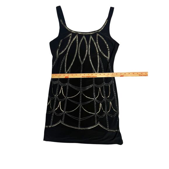 Bisou Bisou Michele Bohbot Sequin Black Stretch Tank Mini Dress Metal Size 10 - Picture 10 of 13